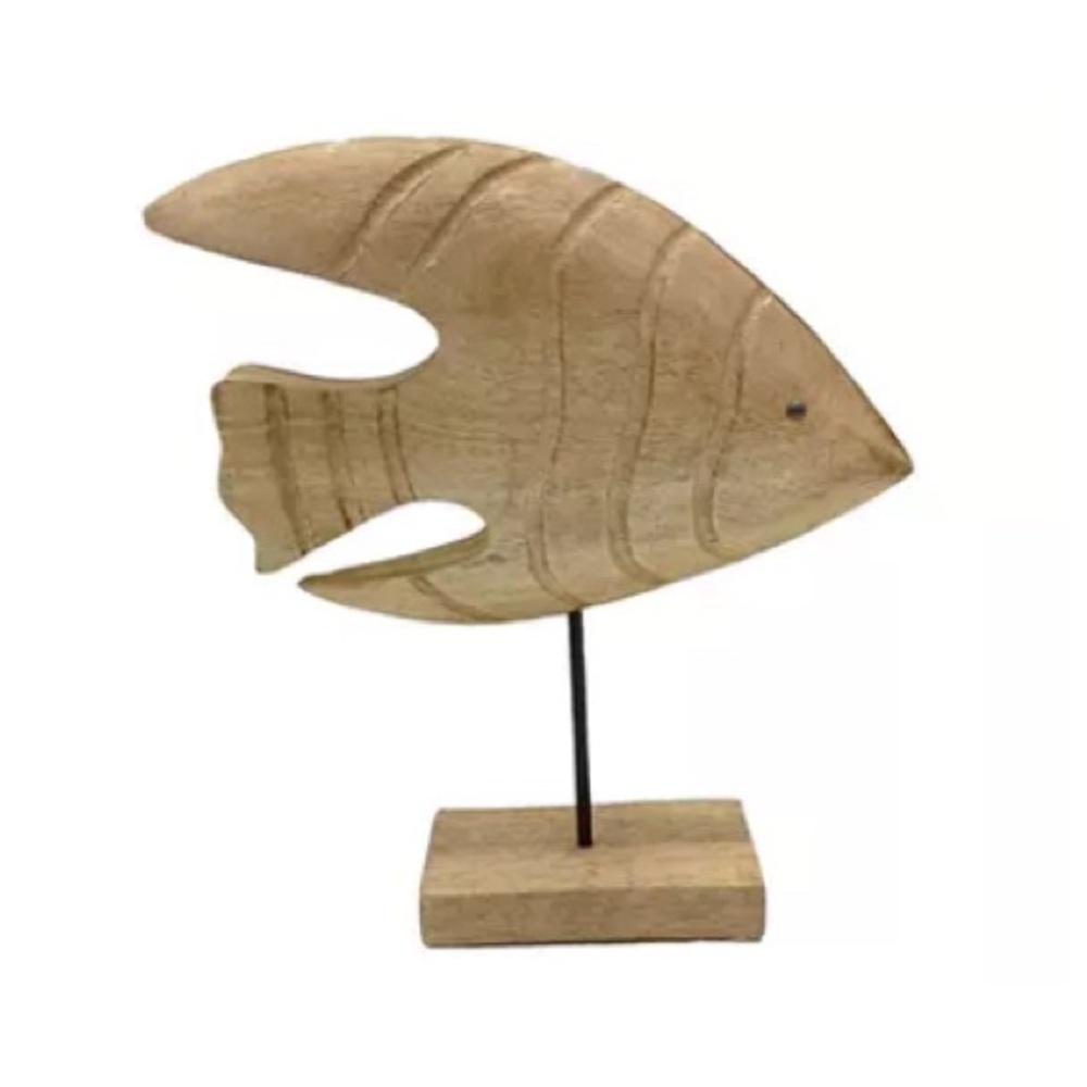 🆕 Medium 7.5” Brown Wooden Fish Outdoor Patio Home Tabletop Decor